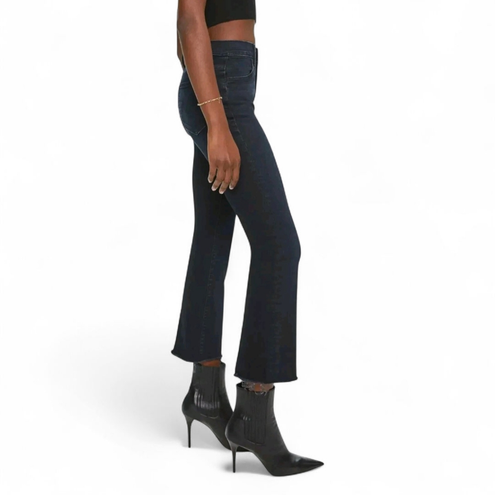 Mother Hustler Fray Jeans Sz‎ 27 Night in Paris Dark Blue Denim Raw Hem Flare - Picture 2 of 14